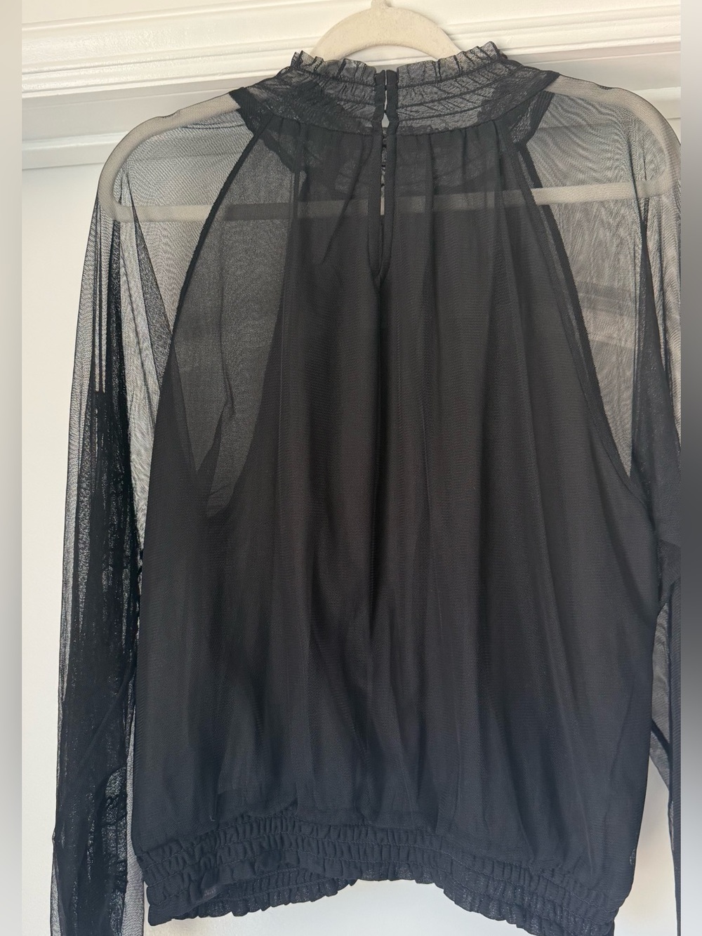 Guess Sheer Black Long Sleeve Blouse